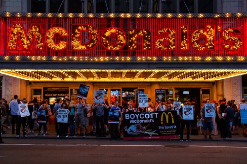 Dozens Protest Mcdonald S In Times Square Compassion Usa