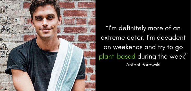 Split screen Antoni left quote right
