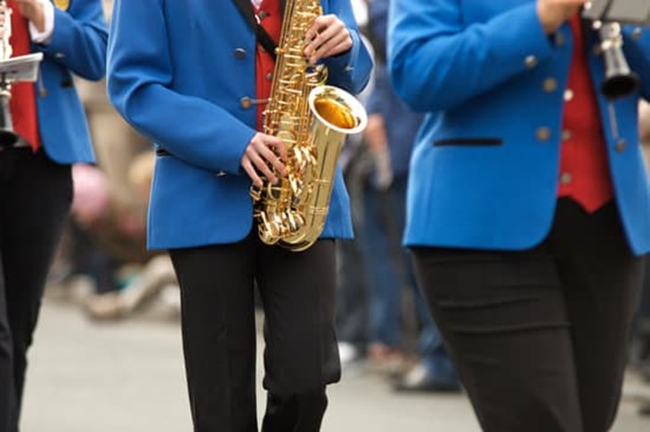Saxophone players in a parade