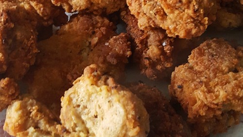 Close up of plant based nuggets