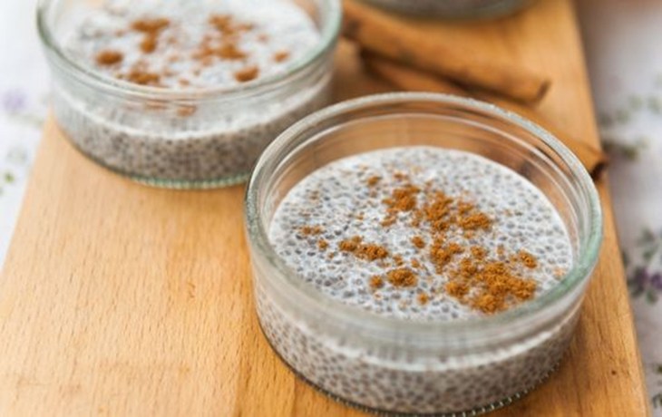 Chia pudding in a glass bowl
